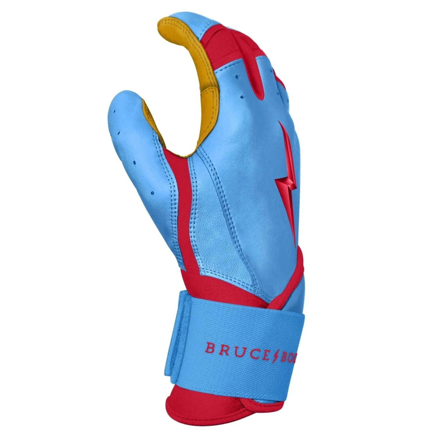 Bruce Bolt – BADER Series Youth Long Cuff Batting Gloves | BABY BLUE 4 Bruce Bolt – BADER Series Youth Long Cuff Batting Gloves | BABY BLUE - Image 4